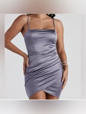 Windsor Purple Gray Satin Dress